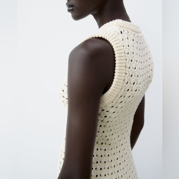 Zara Ecru Openwork Knit Dress - Picture 7 of 10